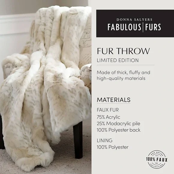 NWOT Limited Edition Blonde Fox Faux Fur Throw 60”x72”